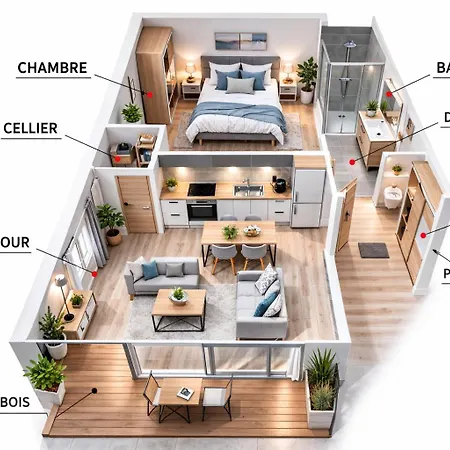 Lägenhet Villa- Grands T2 Independants - Climatisation, Proche Mer, Parking Gratuit, Wifi *
